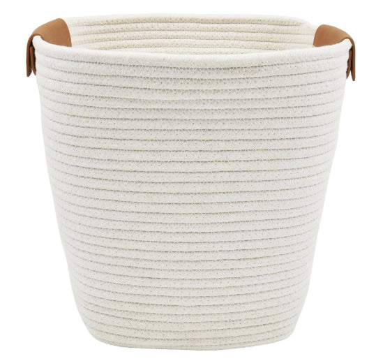 High Desert Rope Utility Basket with Removable Leather Handles – Cotton Rope Waste Bin for Bathroom or Desk