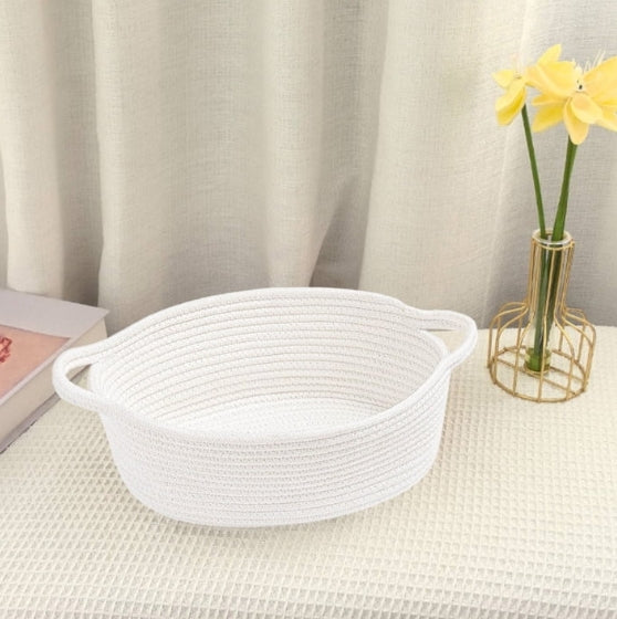 Sierra Bloom White Cotton Rope Basket – Decorative Storage Bin for Bathroom, Bedroom & Home Organization