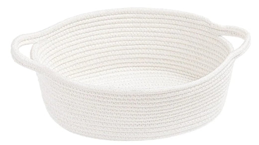 Sierra Bloom White Cotton Rope Basket – Decorative Storage Bin for Bathroom, Bedroom & Home Organization